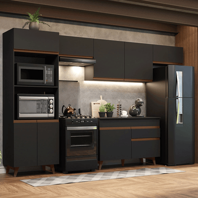 Cocina Integral 330 cm Con Mueble para Horno Negro Reims Madesa