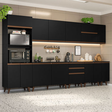 Cocina Integral 355 cm Con Mueble para Horno Negro Reims Madesa