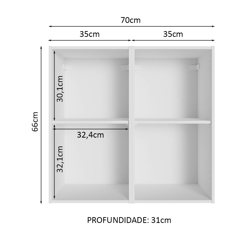 Gabinete Superior 70 cm 2 Puertas Blanco Reims Madesa