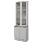 Kit Gabinete Bajo 2 Puertas y Vitrina 70 cm Blanco Stella Madesa
