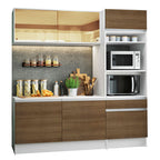 Cocina Compacta 180 cm Con Mueble para Horno Blanco/Marrón Topázio Madesa