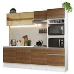 Cocina Integral 240 cm Con Mueble para Horno Blanco/Marrón Topázio Madesa