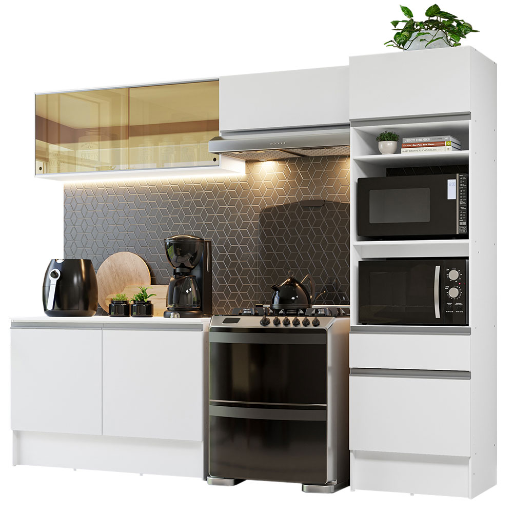 Cocina Integral 260 cm Con Mueble para Horno Blanco Topázio Madesa