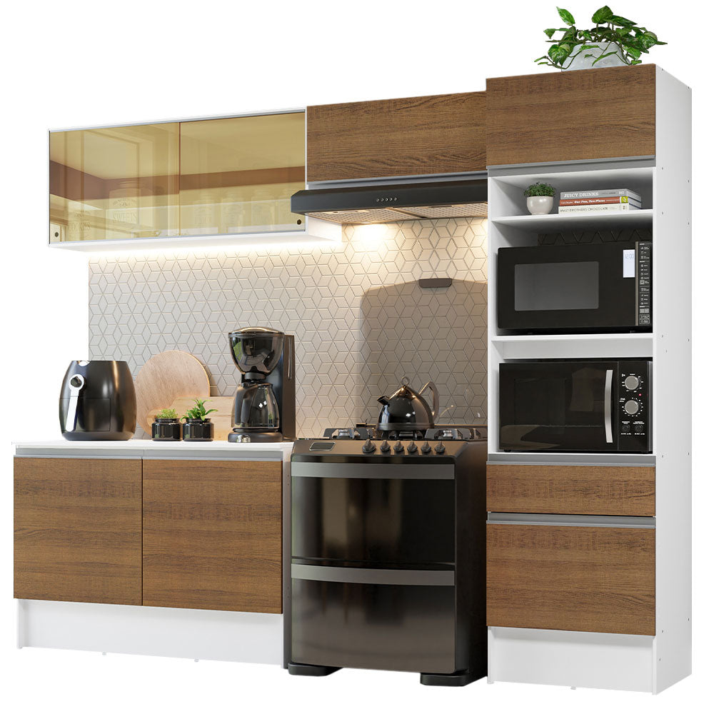 Cocina Integral 260 cm Con Mueble para Horno Blanco/Marrón Topázio Madesa