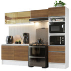 Cocina Integral 260 cm Con Mueble para Horno Blanco/Marrón Topázio Madesa
