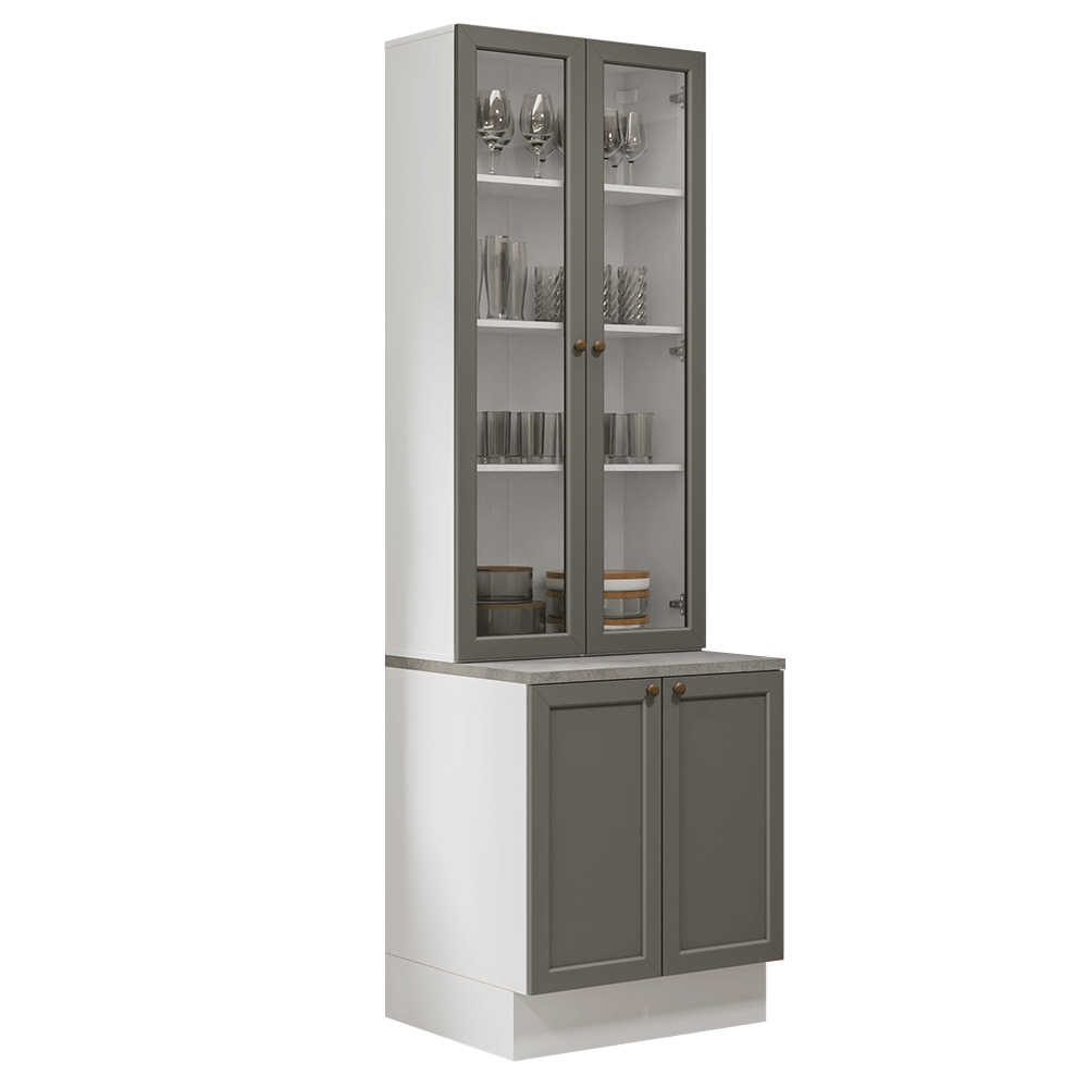 Combo Gabinete + Vitrina 70 cm Blanco/Gris Vik Madesa 01