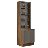 Combo Gabinete + Vitrina 70 cm Marrón/Gris Vik Madesa 01