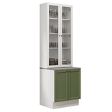 Combo Gabinete + Vitrina 70 cm Blanco/Verde/Blanco Vik Madesa 01