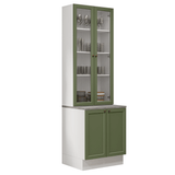 Combo Gabinete + Vitrina 70 cm Blanco/Verde Vik Madesa 01