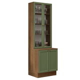 Combo Gabinete + Vitrina 70 cm Marrón/Verde Vik Madesa 01