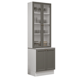 Combo Gabinete + Vitrina 70 cm Blanco/Gris Vik Madesa 02