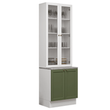 Combo Gabinete + Vitrina 70 cm Blanco/Verde/Blanco Vik Madesa 02