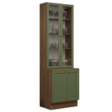 Combo Gabinete + Vitrina 70 cm Marrón/Verde Vik Madesa 02