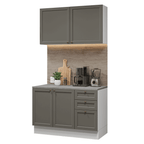 Cocina Compacta 120 cm Blanco/Gris Vik Madesa