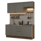 Cocina Compacta 180 x 52 cm Marrón/Gris Vik Madesa