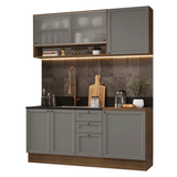 Cocina Integral 180 cm Marrón/Gris Vik Madesa 03