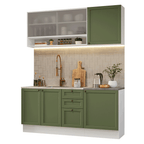 Cocina Compacta 180 cm Blanco/Verde Vik Madesa