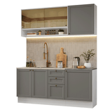 Cocina Integral 180 cm Blanco/Gris Vik Madesa 04