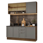 Cocina Compacta 180 cm Marrón/Gris Vik Madesa