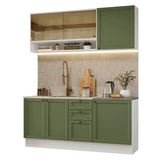 Cocina Integral 180 cm Blanco/Verde Vik Madesa 04
