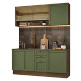 Cocina Integral 180 cm Marrón/Verde Vik Madesa 04