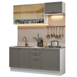 Cocina Integral 180 cm Blanco/Gris Vik Madesa 05