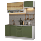 Cocina Compacta 180 cm Blanco/Verde Vik Madesa