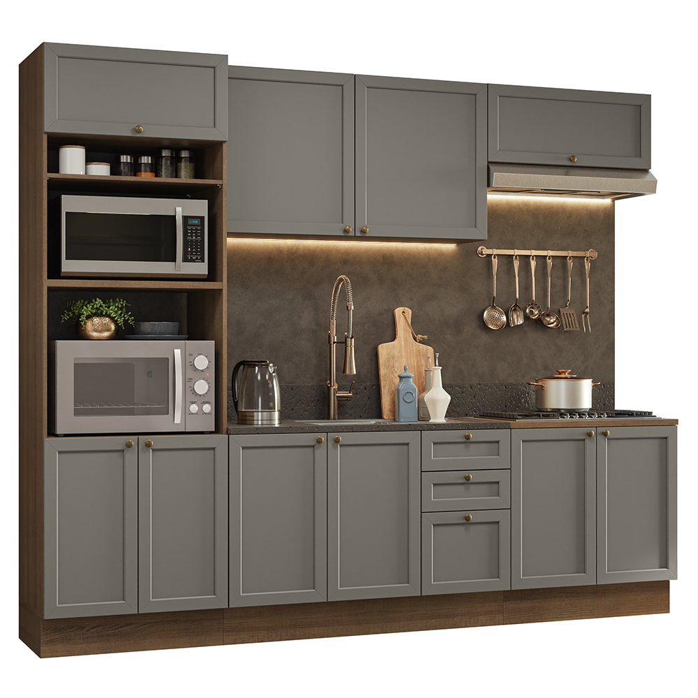 Cocina Integral 270 cm Con Mueble para Horno Marrón/Gris Vik Madesa