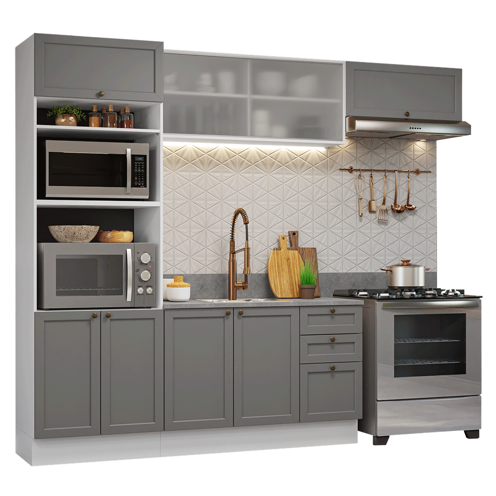 Cocina Integral 270 cm Blanco/Gris Vik Madesa 03