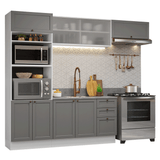 Cocina Integral 270 cm Blanco/Gris Vik Madesa 03