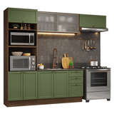 Cocina Integral 270 cm Marrón/Verde Vik Madesa 03