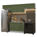 Cocina Integral 280 cm Blanco/Verde Vik Madesa 01
