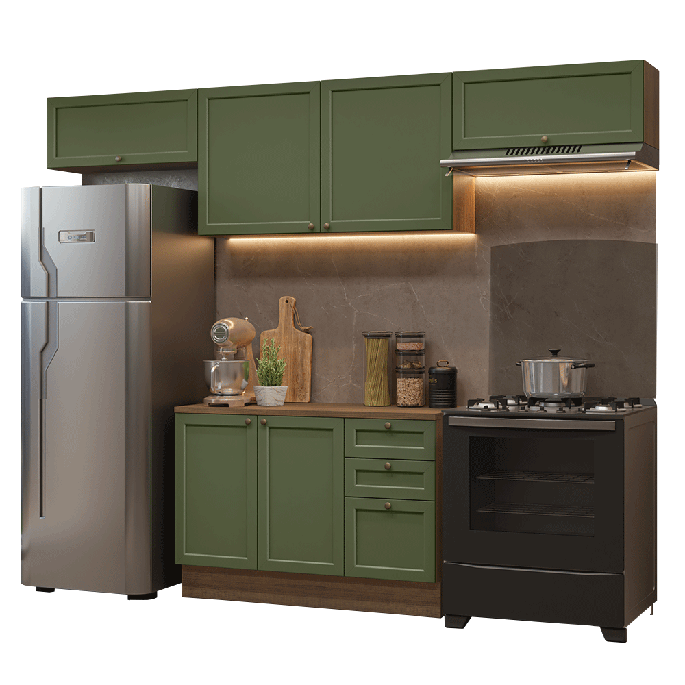 Cocina Integral 280 cm Marrón/Verde Vik Madesa 01