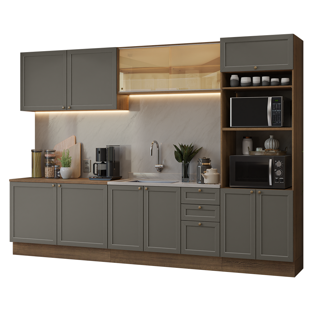 Cocina Integral 310 cm Marrón/Gris Vik Madesa 01