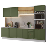 Cocina Integral 310 cm Blanco/Verde Vik Madesa 01
