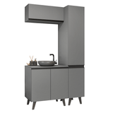 Combo Gabinete Bajo para Baño 120cm 5 Puertas Gris Nice Madesa 03