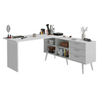 Tocador Esquinero 302 x 60 cm 3 Cajones Blanco Madesa