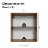 Gabinete Superior para Recámara 60 cm 2 Nichos Abiertos Marrón Neo Madesa