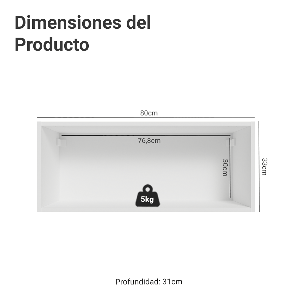 Gabinete Superior para Recámara 80 cm 1 Puerta Basculante Blanco Neo Madesa