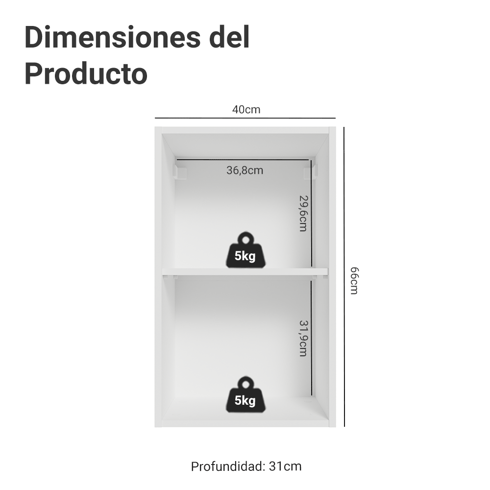 Gabinete Superior para Recámara 40 cm 1 Puerta Blanco Neo Madesa