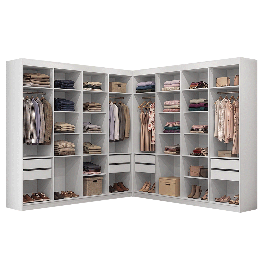 Clóset Esquinero 522 cm 8 Cajones Blanco Venus Madesa