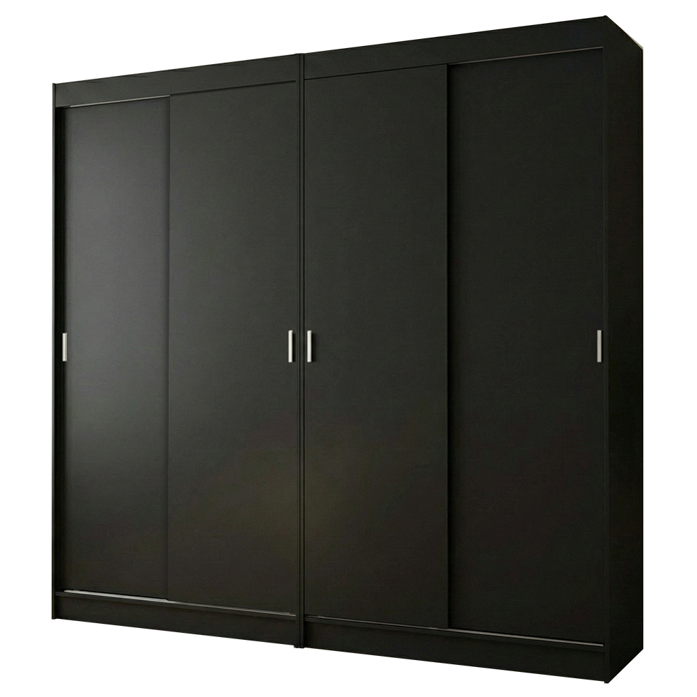 Conjunto de 2 Clósets 4 Puertas Corredizas Negro Tokio Madesa