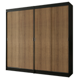 Conjunto de 2 Clósets 4 Puertas Corredizas Negro/Marrón Tokio Madesa