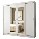 Conjunto de 2 Clósets 4 Puertas Corredizas con 2 Espejos Blanco Tokio Madesa