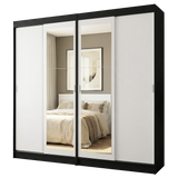 Conjunto de 2 Clósets 4 Puertas Corredizas con 2 Espejos Negro/Blanco Tokio Madesa