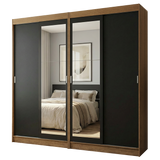 Conjunto de 2 Clósets 4 Puertas Corredizas con 2 Espejos Marrón/Negro Tokio Madesa