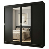 Conjunto de 2 Clósets 4 Puertas Corredizas con 2 Espejos Negro Tokio Madesa