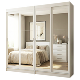 Conjunto de 2 Clósets 4 Puertas Corredizas con 4 Espejos Blanco Tokio Madesa
