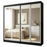 Conjunto de 2 Clósets 4 Puertas Corredizas con 4 Espejos Negro/Blanco Tokio Madesa