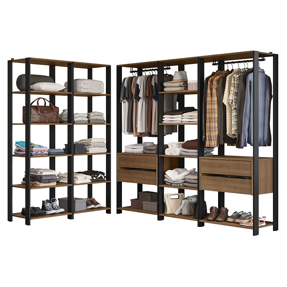 Clóset Modular 4 Cajones 417cm Marrón/Negro Valencia 01